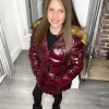 Abbie Belted Metallic Kids Coat - Wine