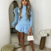 Abigail Ribbed Polo Jumper - Baby Blue