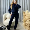 Amelia Bomber Zip Jacket & Straight Leg Joggers Set- Navy