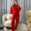 Amelia Bomber Zip Jacket & Straight Leg Joggers Set- Red