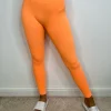 Anabella Ribbed High Waisted Leggings - Orange
