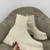 ANNA Ribbed Top Sock Boot - Beige