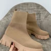 ANNA Ribbed Top Sock Boot - Camel