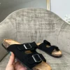 Bonnie Double Buckle Slip-On Sandals - Black