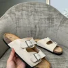 Bonnie Double Buckle Slip-On Sandals - Beige