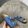 Bonnie Double Buckle Slip-On Sandals - Denim Blue
