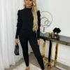 Carly Ribbed Puff Sleeve Lounge Set - Black