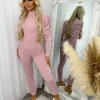 Carly Ribbed Puff Sleeve Lounge Set - Light Pink
