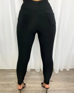 Destiny Straight Leg High Waisted Legging - Black