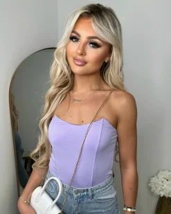 Elise Boned Bardot Bodysuit - Lilac
