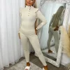 Evie High Neck Gold Button Loungewear Set - Beige