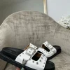 Fion Sliver Chunky Buckle Double Strap Sandal - White