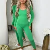 Florence Ribbed Scoop Neck Jumpsuit- Parrot Green