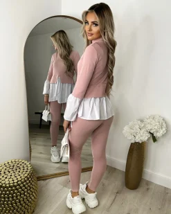 Francine Shirt Jumper Loungewear Set - Light Pink