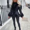 Freya Belted Fur Coat - Black