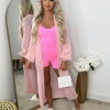 Gabriella Knitted Long Cardigan - Baby Pink