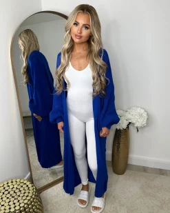 Gabriella Knitted Long Cardigan - Royal Blue