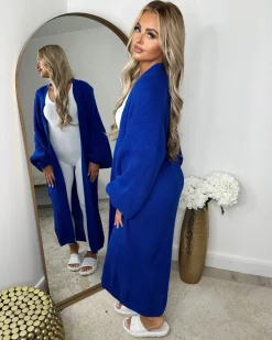 Gabriella Knitted Long Cardigan - Royal Blue