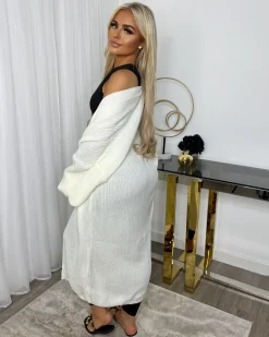 Gabriella Knitted Long Cardigan - Cream