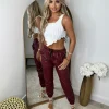 Harley Leather Look Joggers - Wine