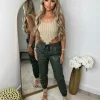 Harley Leather Look Joggers - Khaki