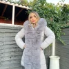 Hayley Faux Fur Belted Padded Coat - Grey
