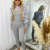 Hazel Slit Front Puff Sleeve Loungewear Set - Grey