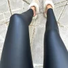 High Waist Faux Leather Leggings - Black