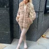 Isobella Belted Faux Fur Trim Hooded Coat - Camel