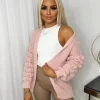 Jamie Short Bubble Sleeve Cardigan - Pink