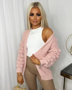 Jamie Short Bubble Sleeve Cardigan - Pink