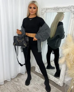 Jamie Short Bubble Sleeve Cardigan - Charcoal