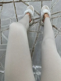 Kaci Ribbed Leggings - Beige