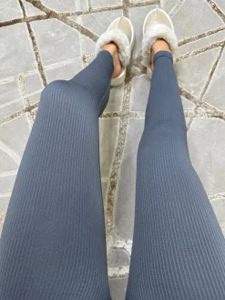 Kaci Ribbed Leggings - Charcoal