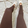 Kaci Ribbed Leggings - Chocolate