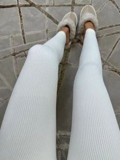 Kaci Ribbed Leggings - Cream