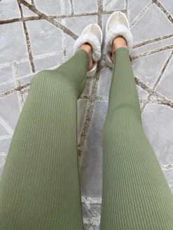 Kaci Ribbed Leggings - Khaki