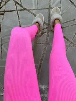 Kaci Ribbed Leggings - Neon Pink
