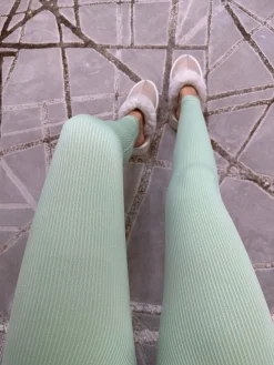Kaci Ribbed Leggings - Sage Green