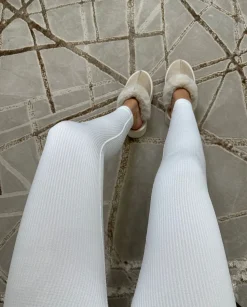 Kaci Ribbed Leggings - White
