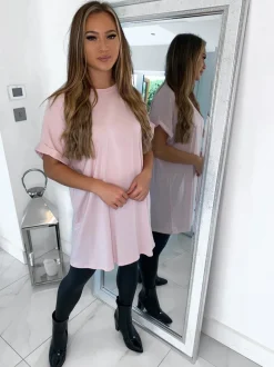 Katie Wings Short Sleeve Oversize Top - Pink