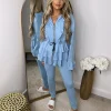 Kayla Frill Full Zip Loungewear - Blue