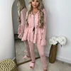 Kayla Frill Full Zip Loungewear - Pink