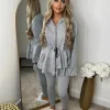 Kayla Frill Full Zip Loungewear - Grey