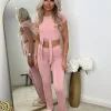 Laura Tie Front Cropped Loungewear Set - Pink