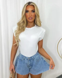 Lola Shoulder Padded Tee - White