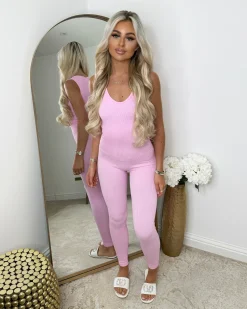 Megan Sleeveless Unitard Jumpsuit - Baby Pink