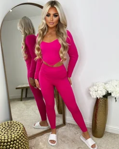 Miesha Corset Style Gym Set - Fuschia