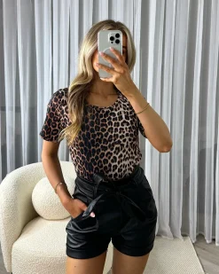 Natasha Leopard Print Short Sleeve Bodysuit