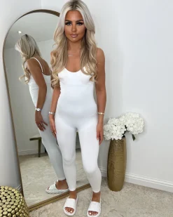 Pearl Spaghetti Strap Jumpsuit - White